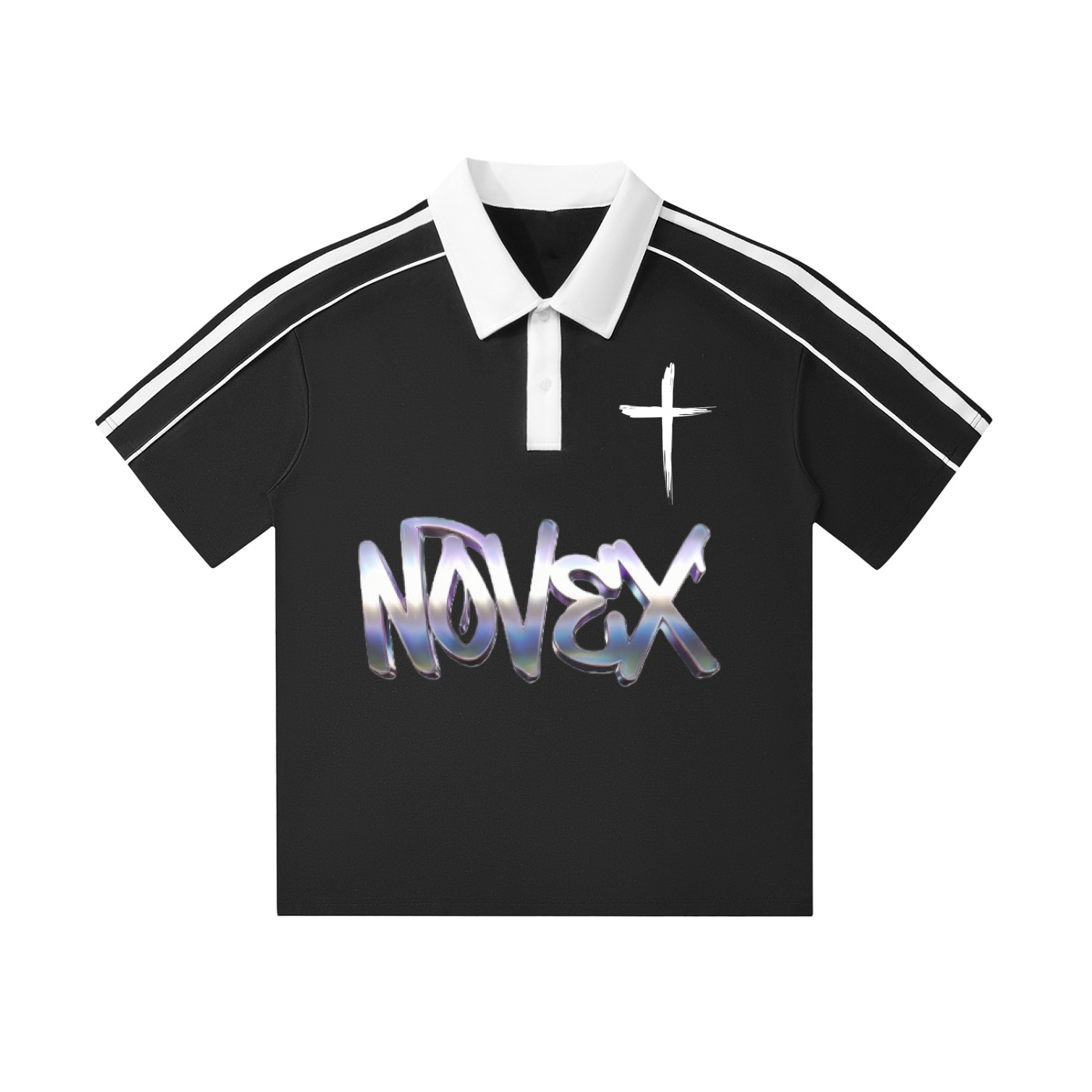 Contrast Collar Short-Sleeve Polo Shirt