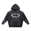 Vintage Washed Frayed Fleece Hoodie